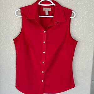 Banana Republic Women's Red Tailored Sleeveless Shirt Size 12 Non Iron